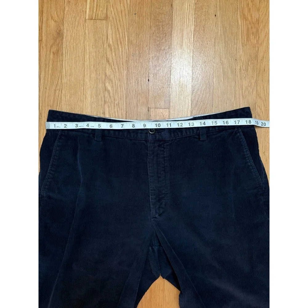 LL Bean Navy Corduroy Pants Mens 36x32 Straight Leg Stretch Casual Cords